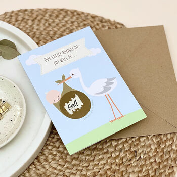 Baby Gender Announcement Reveal Stork Scratch Card, 3 of 6