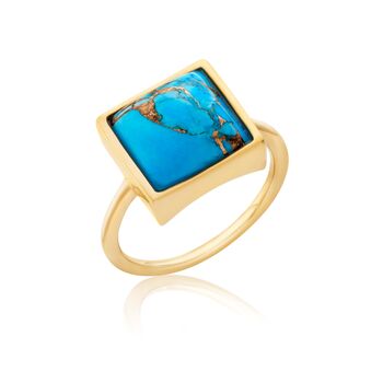 Statement Copper Turquoise Square Ring, 3 of 6