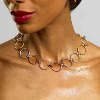 Multi Finish Hula Necklace Sterling Silver Gold Vermeil, 3 of 5