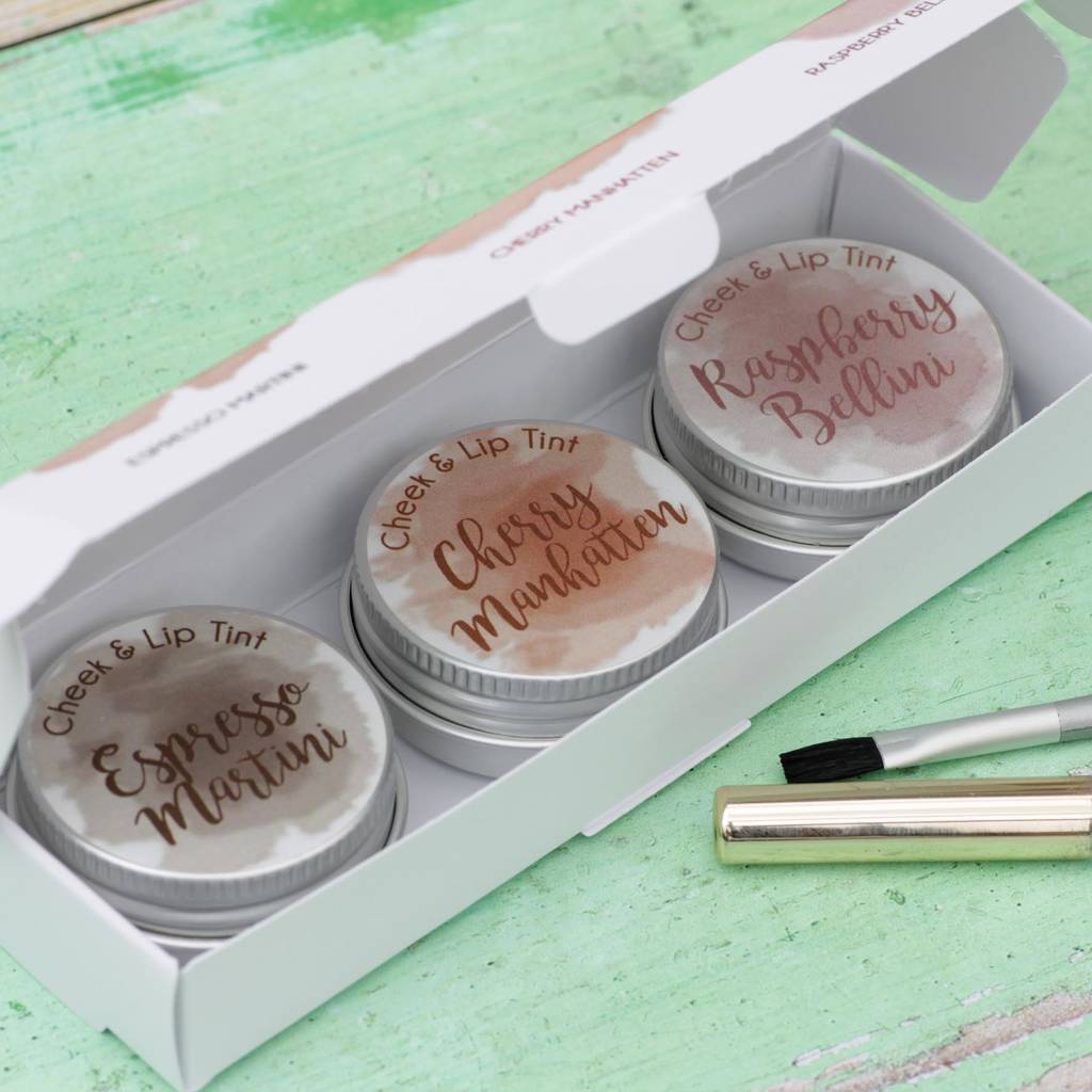 Download box of three cocktail flavoured cheek and lip tints by hearth & heritage | notonthehighstreet.com