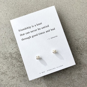 Silver Poetic Friendship Knot Earrings, 4 of 5