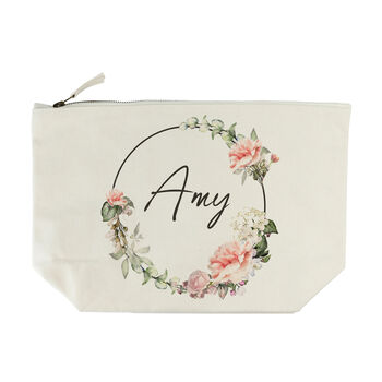 Personalised Wedding Wreath Cosmetic Bag, 2 of 3