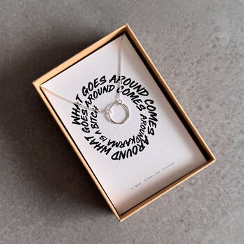 Karma Is A Bitch Sterling Silver Necklace, 5 of 7