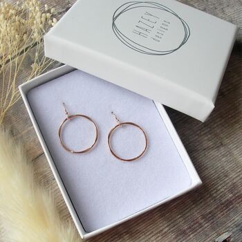 Hammered Rose Filled Gold Circle Earrings, 3 of 4