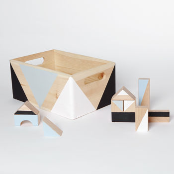 Geometric Wooden Box With Handles Two Sizes Available, 7 of 9