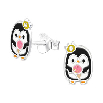 Cute Penguin Sterling Silver Earrings, 2 of 4