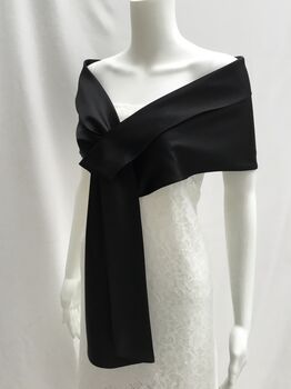 Black Duchess Satin Wrap For Special Occasions, 4 of 7
