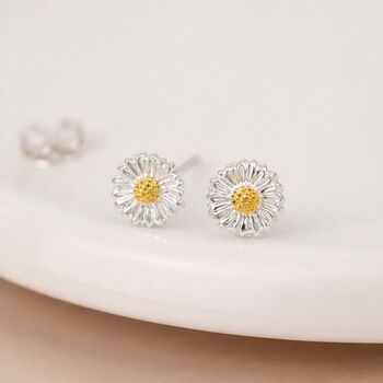 Sterling Silver And Gold Daisy Stud Earrings – 6mm, 2 of 7