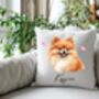 Personalised Pomeranian Hearts Cushion Cover Gift, thumbnail 1 of 2