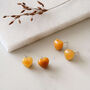 Silver Mini Heart Earrings With Yellow Jade, thumbnail 1 of 4