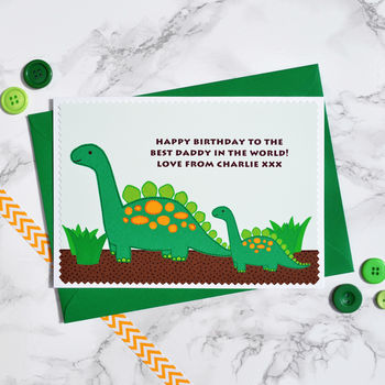 'Dinosaur And Baby' Personalised Birthday Card, 3 of 4