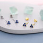 Sterling Silver Tiny Tree Dot Sapphire Blue Cz Stud Earrings, thumbnail 4 of 12