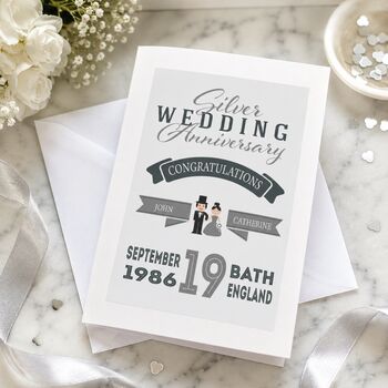 Personalised Silver Wedding Anniversary Card, 2 of 6