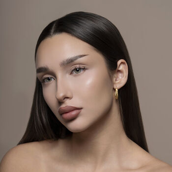 18 K Gold Plated Vintage Inspired Portobello Mini Hoop, 4 of 9