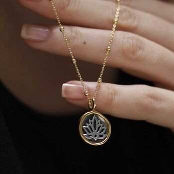 Gold Plated Sterling Silver Lotus Necklace, 10 of 12
