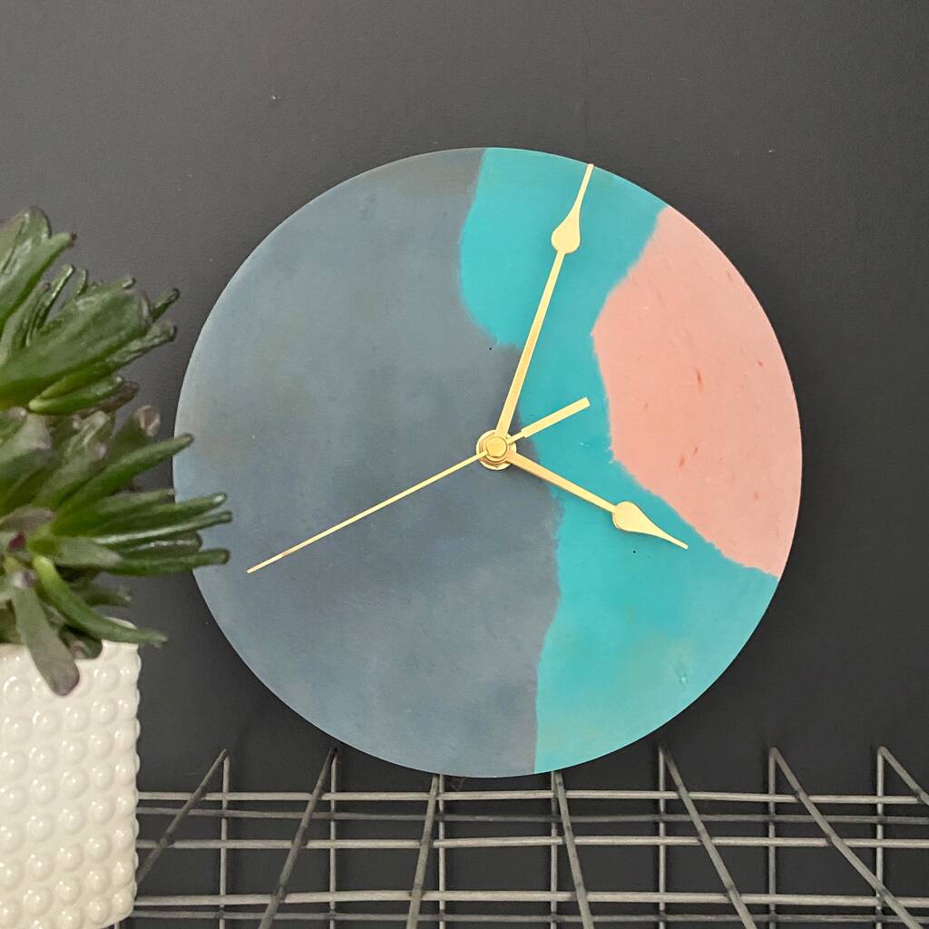 Navy, Teal And Blush Eco Resin Clock, 1 of 3