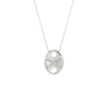 X Necklace Elyptical Sterling Silver, 6 of 6