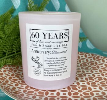 Personalised 60th Diamond Anniversary Meaning Candle, 2 of 11