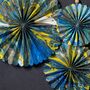 Marble Blue Paper Fan Decorations, thumbnail 3 of 4