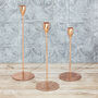 G Decor Aldwin Set Of Three Rose Gold Candle Holders, thumbnail 6 of 6