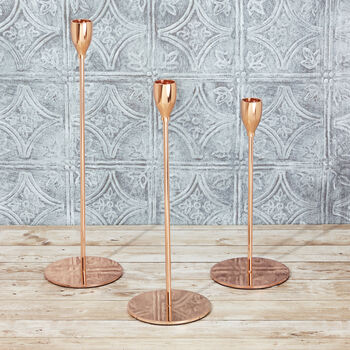 G Decor Aldwin Set Of Three Rose Gold Candle Holders, 6 of 6