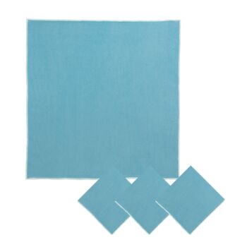 Cotton Napkins With Embroidery Blue/Aqua • Set Of Four, 2 of 4