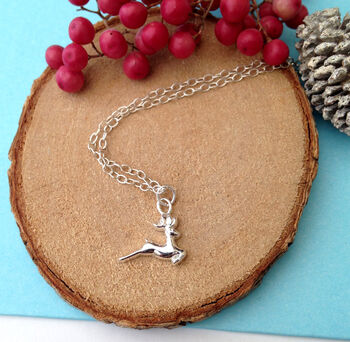 Personalised Sterling Silver Reindeer And Initial Star Christmas Necklace, 8 of 11