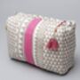 Sankari Stripe Pattern Cotton Washbag In Grey / Pink, thumbnail 12 of 12