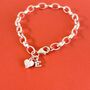 Personalised Sterling Silver Heart Initial Charm Bracelet, thumbnail 1 of 4