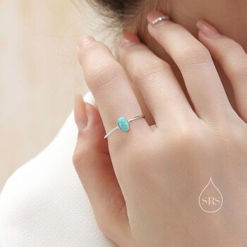 Aqua Green Opal Oval Ring In Sterling Silver, 3 of 10