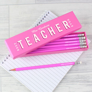 Set Of 12 Personalised 'Best Teacher Ever' Pencils, 4 of 4