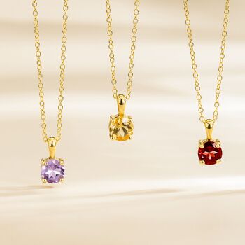 Citrine Solitaire Pendant Necklace In Sterling Silver And Gold, 3 of 11