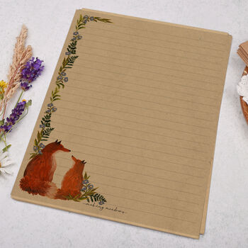 A5 Kraft Letter Writing Paper With Foxes And Botanicals, 3 of 4