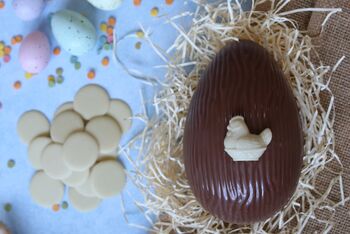 Organic Milk Chocolate Easter Egg With White Chocolate Easter Animal And White Buttons, 4 of 6