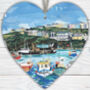 Mevagissey Wooden Hanging Heart Collage Art Of Cornwall, thumbnail 1 of 2