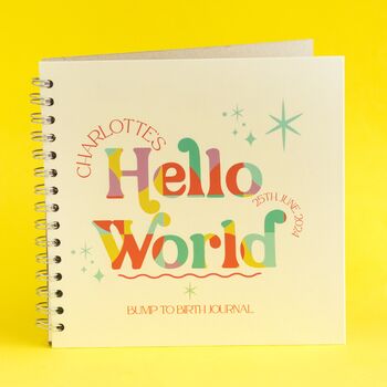 Colourful 'Hello World' Bump To Birth Custom Journal, 10 of 11