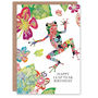 Happy Leap Year Frog Colourful Folk Art Birthday Card, thumbnail 1 of 4