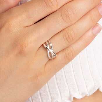 Sterling Silver Celtic Infinity Crossover Band Ring, 4 of 8