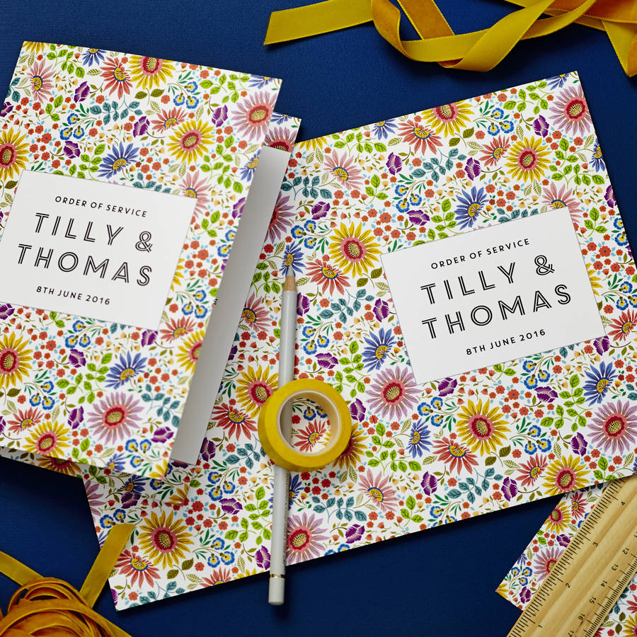 Bright Flowers Wedding Order Of Service Covers By Lucy says I do