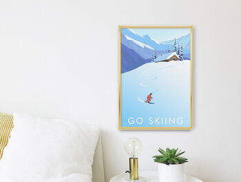 Go Skiing Travel Poster Art Print, 2 of 8