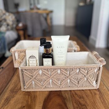 Set Of Two Macrame Skincare Makeup Organiser Storage, 3 of 11