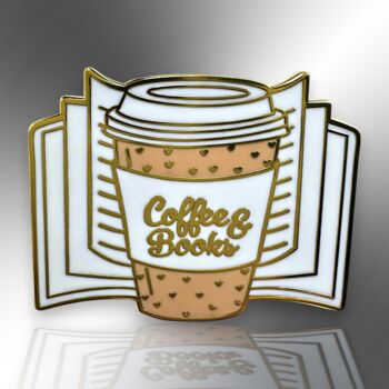 Coffee And Books Hard Enamel Pin Badge, Gifts For Book Lovers, 3 of 8