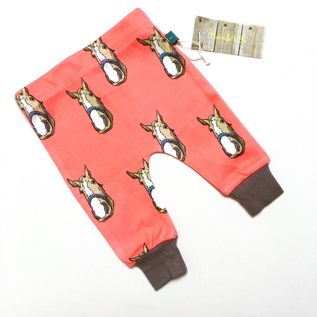 horse baby leggings, organic baby leggings by maebelle & bo