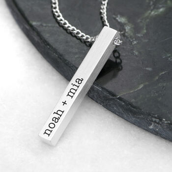 Personalised Men's Metallic White Solid Bar Necklace, 2 of 5