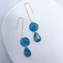 Turquoise Drop Dainty Earrings, Clay And Resin, thumbnail 5 of 10