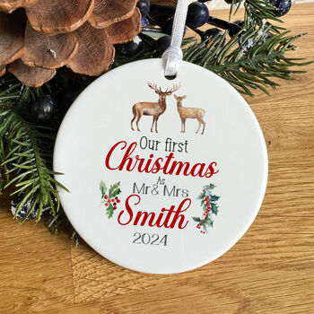 Personalised Mr. And Mrs. Ceramic Ornament Gift, 2 of 7