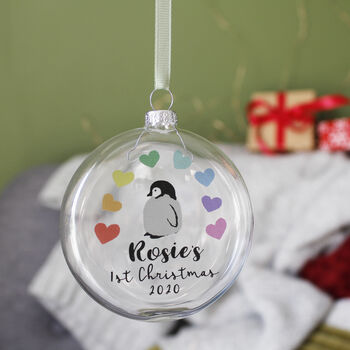 Baby's First Christmas Rainbow Penguin Bauble, 9 of 12