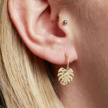 Gold Plated Palm Tree Hoop Earrings, 2 of 5
