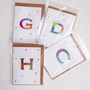 Personalised Handmade Initial Gold Leaf Dot Card, thumbnail 2 of 7