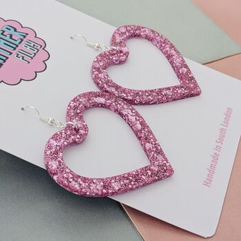 Large Sparkly Heart Earrings, 4 of 12